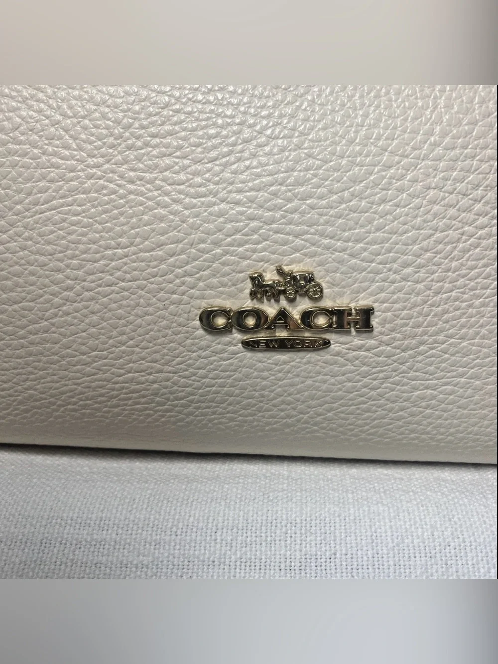Coach Tri-Tone Leather Satchel - Cream, Tan & Navy